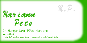 mariann pets business card